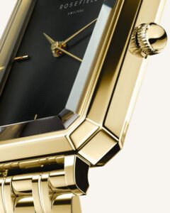Rosefield Octagon XS Black horloge – goudkleurig / zwart – productfoto 4