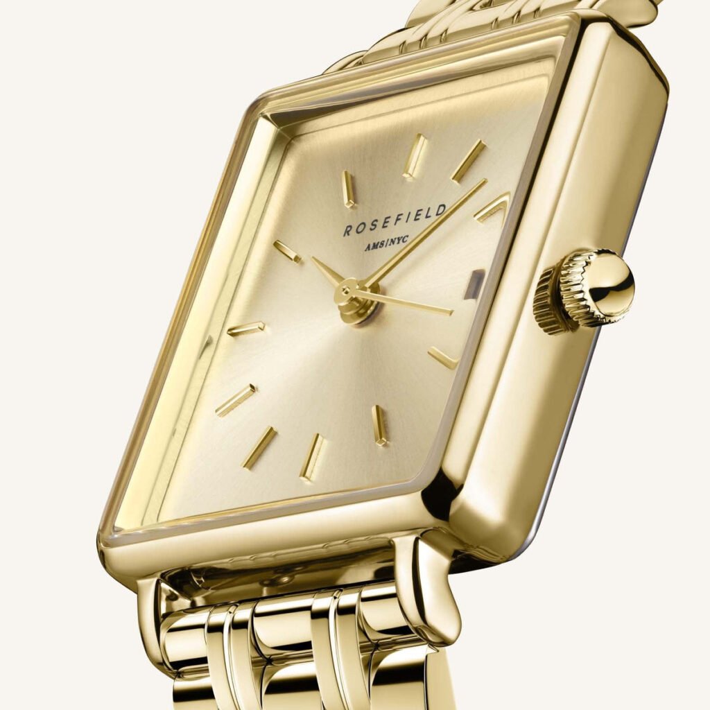 Rosefield Boxy XS Champagne horloge – champagne / goudkleurig – productfoto 3