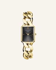 Rosefield Octagon XS Studio Black horloge – goudkleurig / zwart – productfoto 1