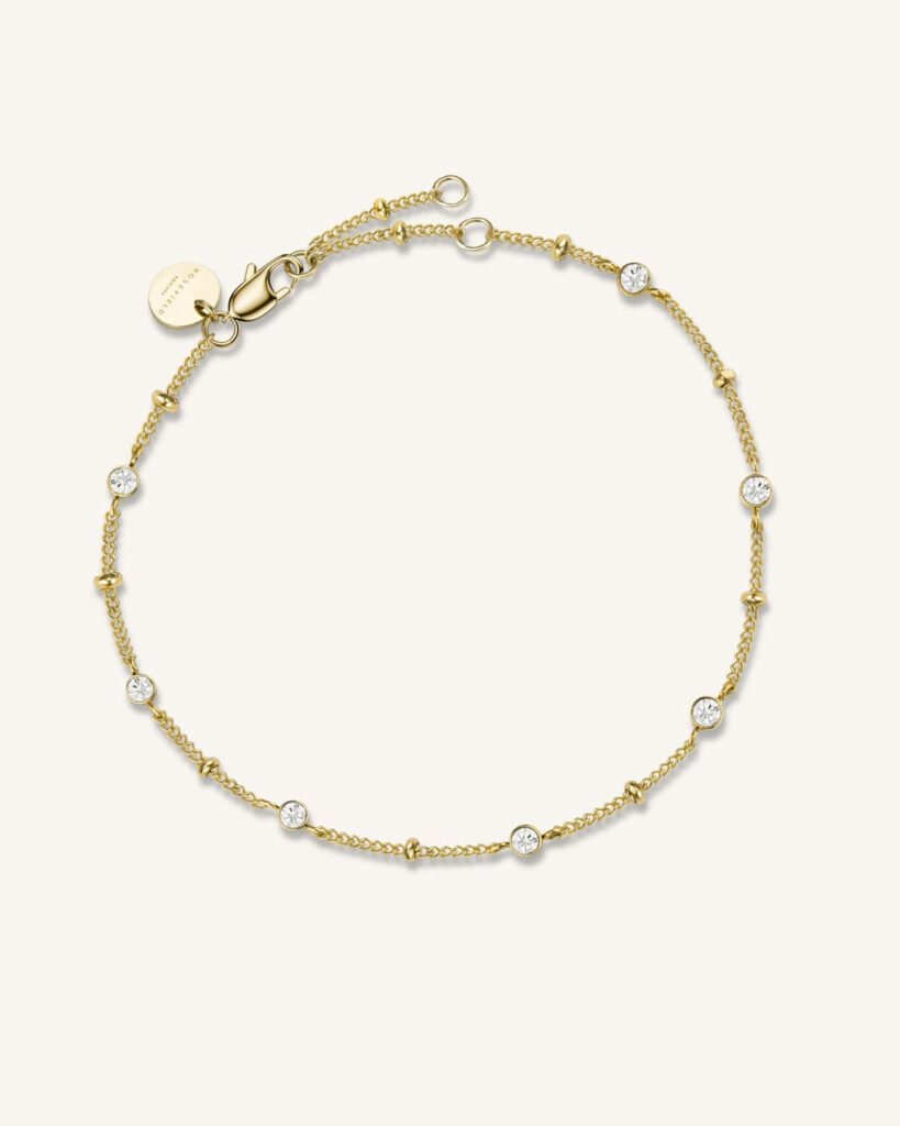 Rosefield Multi Crystal armband – goudkleurig – productfoto 1