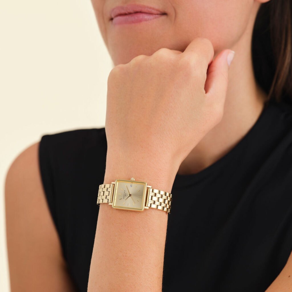 Rosefield Boxy XS Champagne horloge – champagne / goudkleurig – productfoto 2