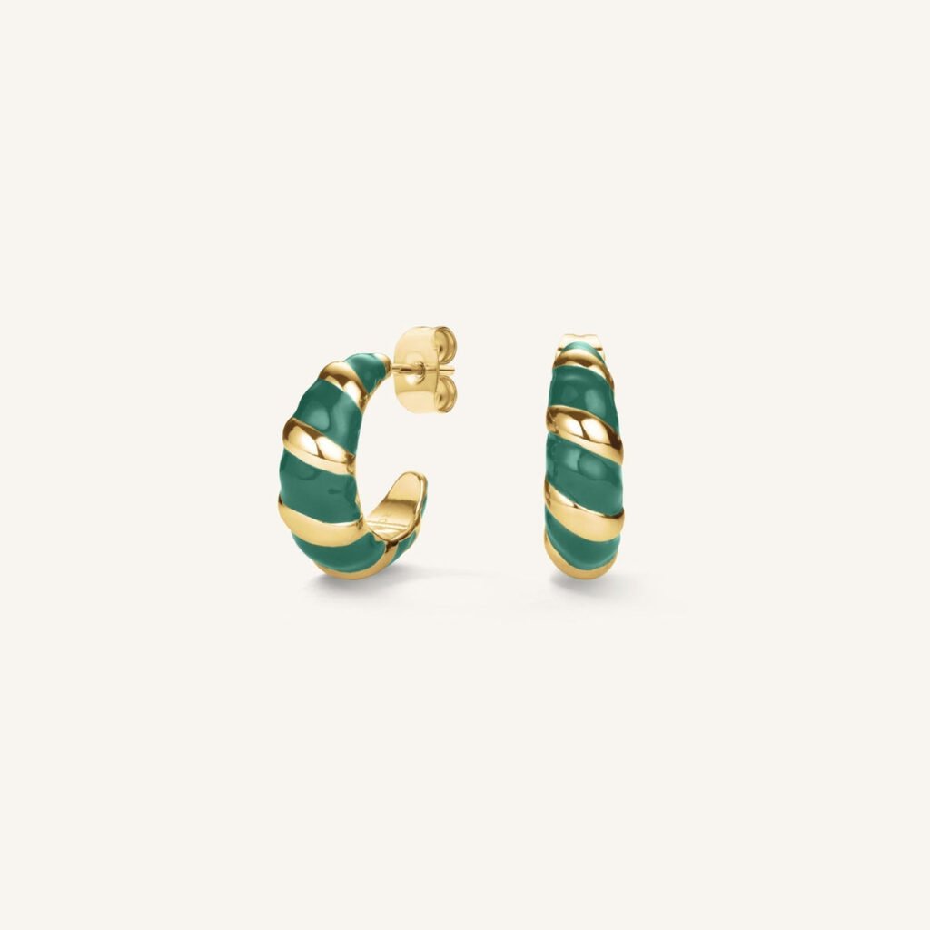 Rosefield Emerald Croissant oorringen – goudkleurig – productfoto 1