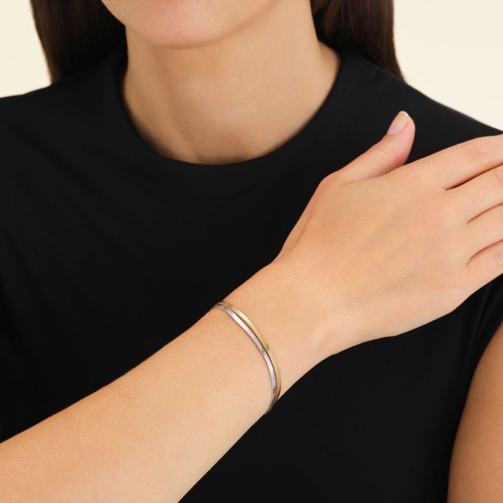 Rosefield Duo Snake armband – bicolor / goudkleurig / zilverkleurig – productfoto 2