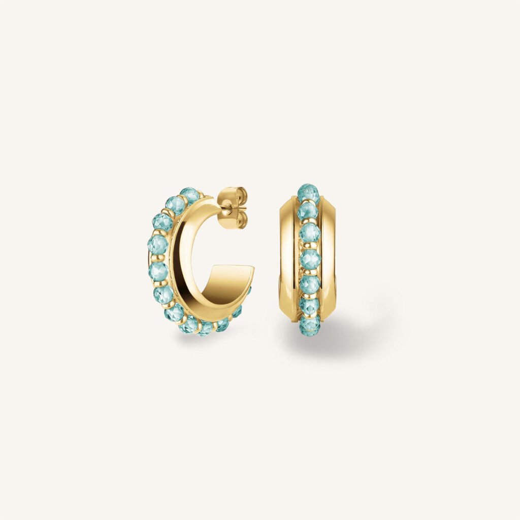 Rosefield Beads oorring Blue – goudkleurig – productfoto 1