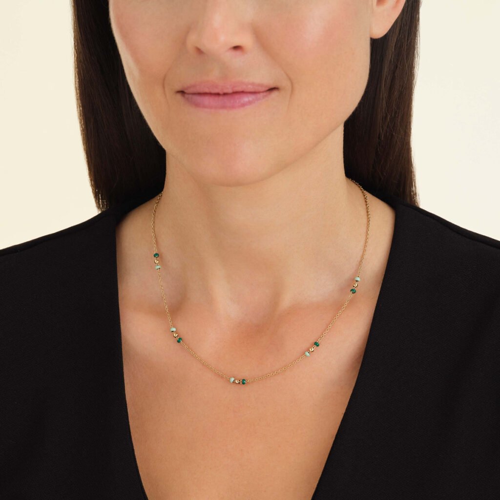 Rosefield Emerald Dotted ketting – goudkleurig – productfoto 2