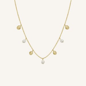 Rosefield Multi shell and pearl necklace – goudkleurig / zilverkleurig – productfoto 1