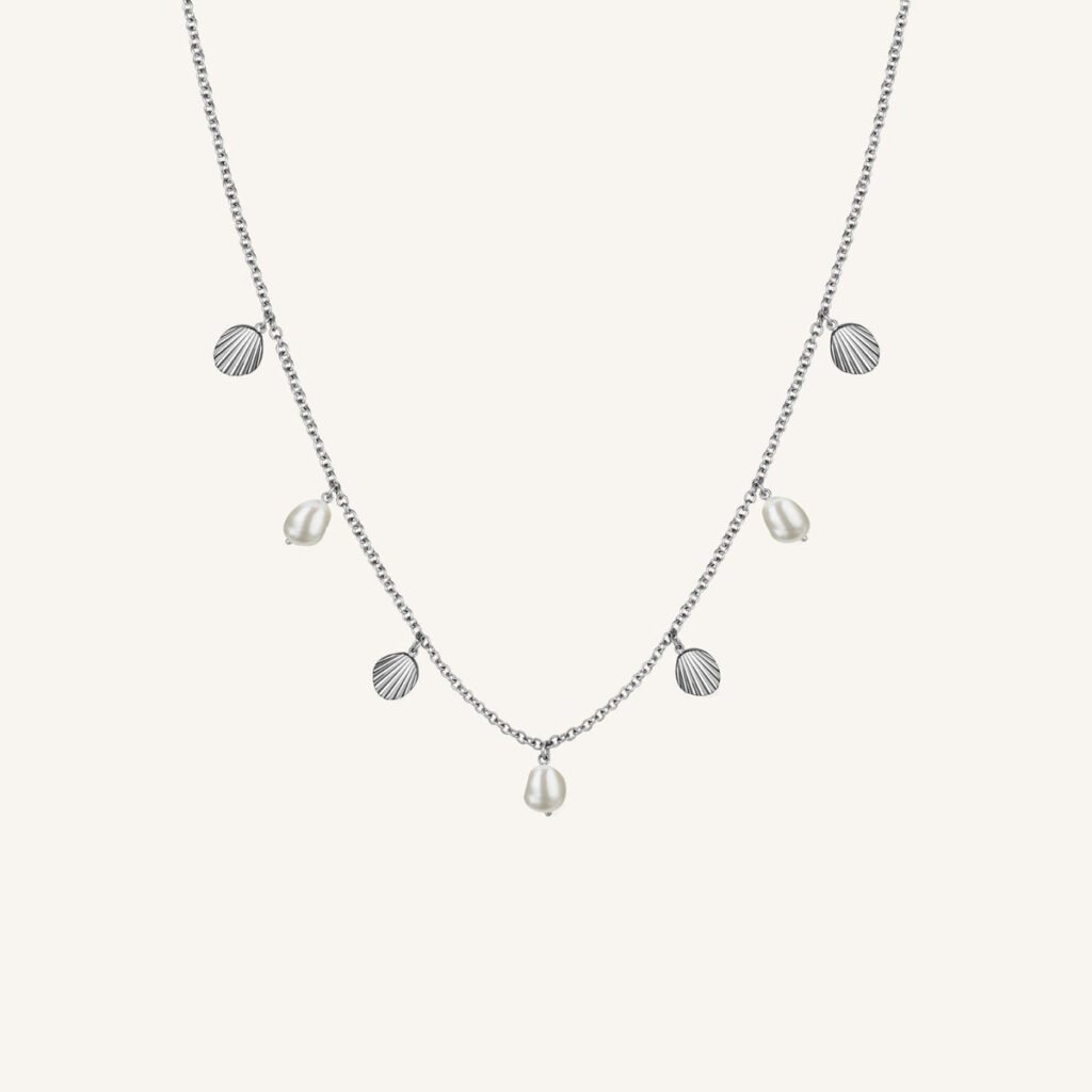 Rosefield Multi shell and pearl necklace – goudkleurig / zilverkleurig – productfoto 2