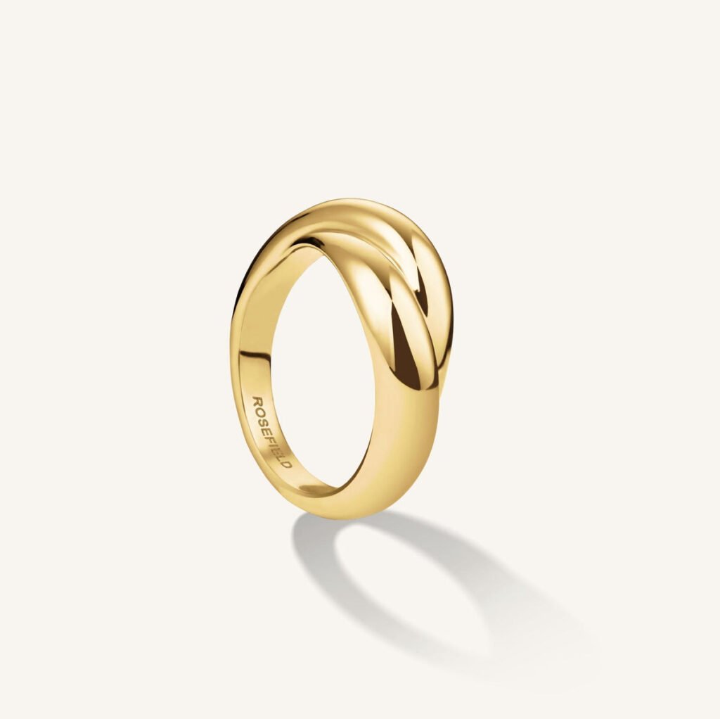 Rosefield Crossed ring – goudkleurig – productfoto 1