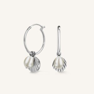Rosefield Shell and pearl hoops – goudkleurig / zilverkleurig – productfoto 2