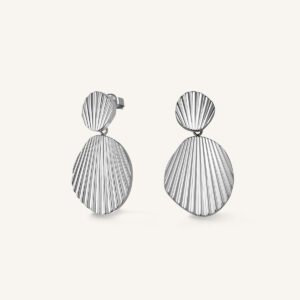 Rosefield Shell oorbellen – goudkleurig / zilverkleurig – productfoto 2