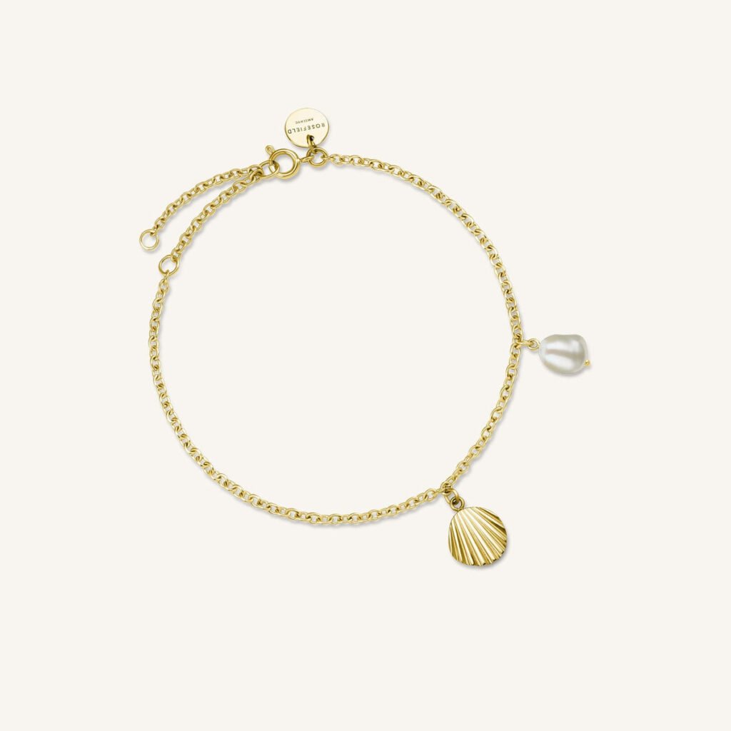 Rosefield Shell and pearl bracelet – goudkleurig / zilverkleurig – productfoto 1