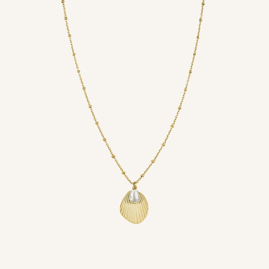 Rosefield Shell and pearl necklace – goudkleurig / zilverkleurig – productfoto 1