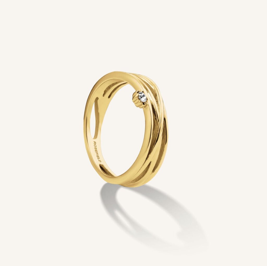 Rosefield Spiral Chaton ring – goudkleurig – productfoto 1