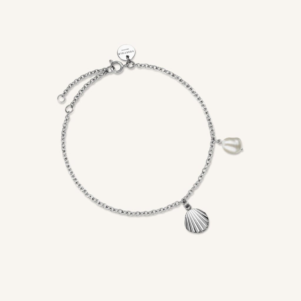 Rosefield Shell and pearl bracelet – goudkleurig / zilverkleurig – productfoto 2