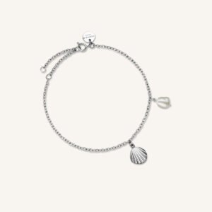 Rosefield Shell and pearl bracelet – goudkleurig / zilverkleurig – productfoto 2
