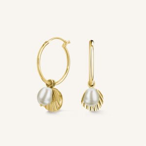 Rosefield Shell and pearl hoops – goudkleurig / zilverkleurig – productfoto 1
