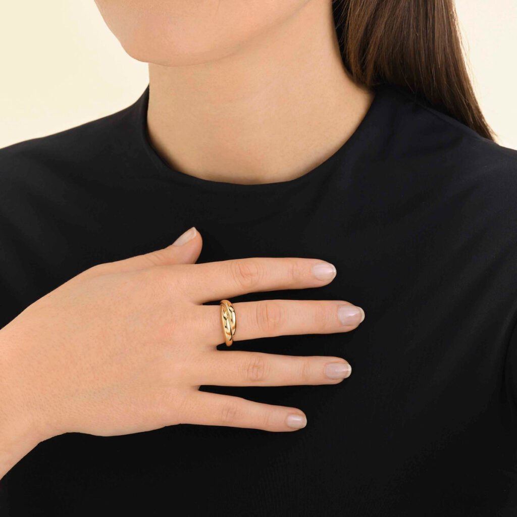 Rosefield Crossed ring – goudkleurig – productfoto 2