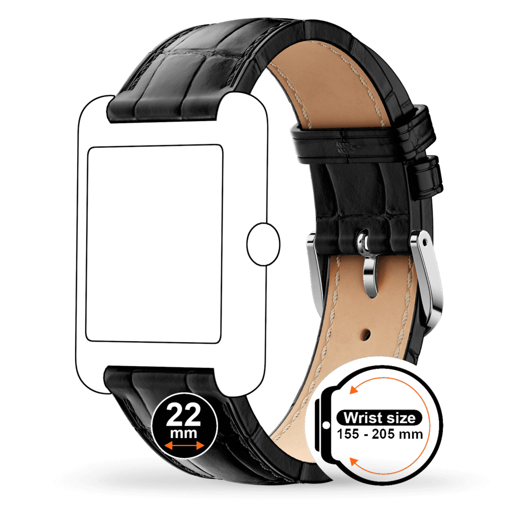 Ice-Watch horlogeband leather (22mm) – Black Silver - Croco – 025480 – detailfoto 1
