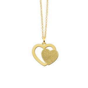 Gouden dubbele hart hanger met vingerafdruk GHEV049 detail 1