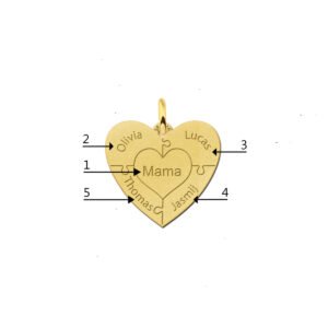 Gouden hart hanger met puzzelstukjes en namen GFH82 detail 3