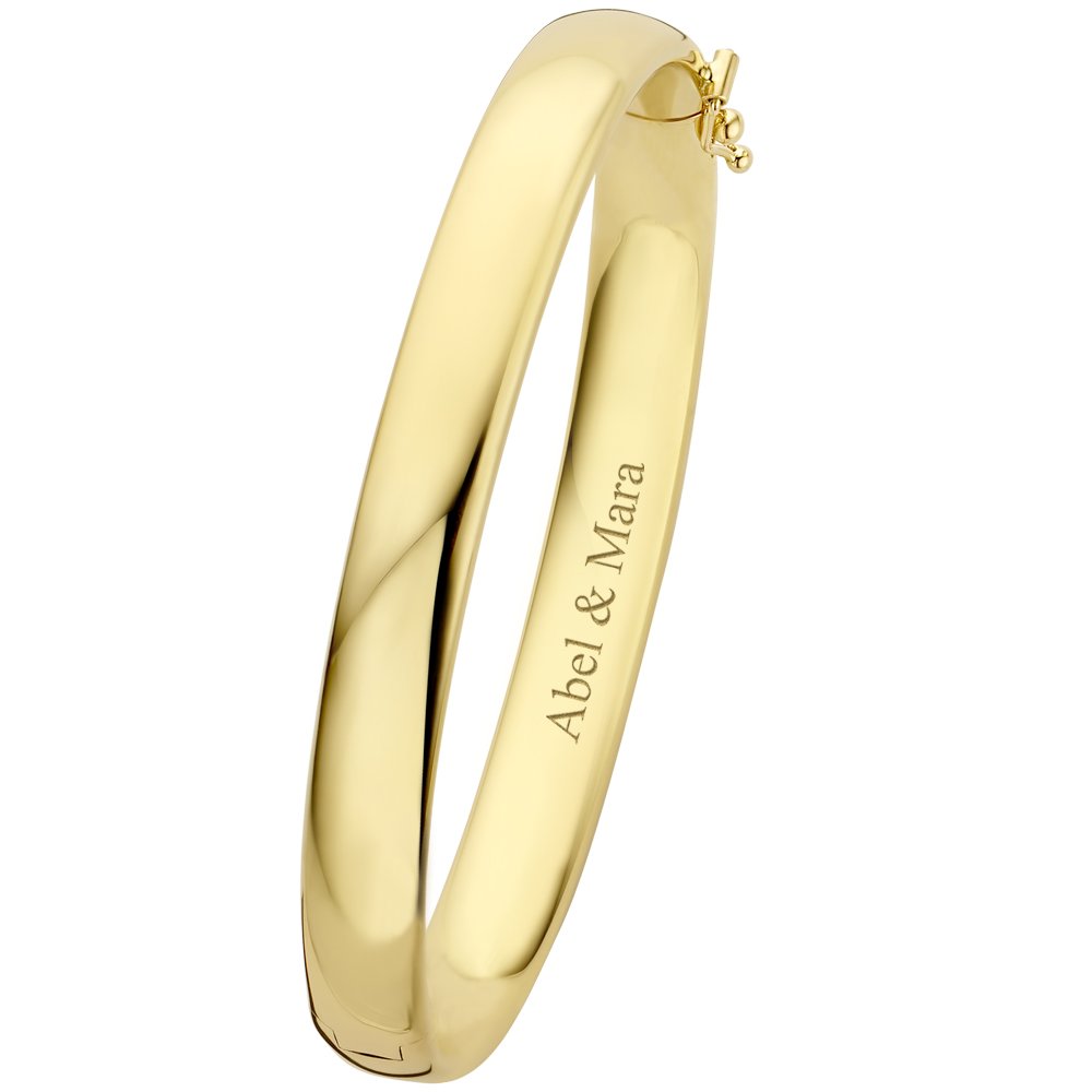 Gouden slavenarmband met zilveren kern ovale buis 8 mm GSA07 detail 1