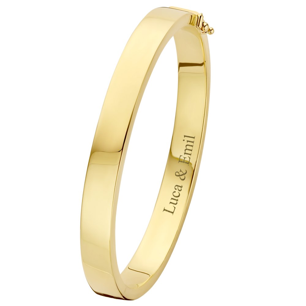Gouden slavenarmband met zilveren kern vlakke buis 8 mm GSA03 detail 1