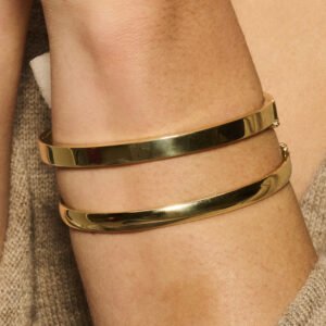 Gouden slavenarmband met zilveren kern vlakke buis 8 mm GSA03 detail 3