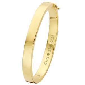 Gouden slavenarmband met zilveren kern vlakke buis 8 mm GSA03