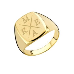 Gouden heren zegelring met initialen Names4ever GZR5030