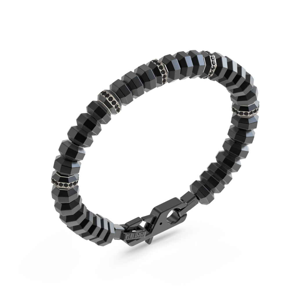 GUESS Exagon herenarmband zilverkleurig