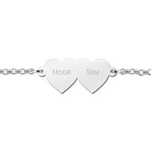 Armband met twee hartjes van zilver – ZNA51