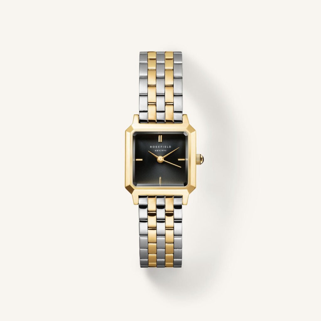 Rosefield Boxelle Black Duotone horloge – bicolor / goudkleurig / zwart – productfoto 1
