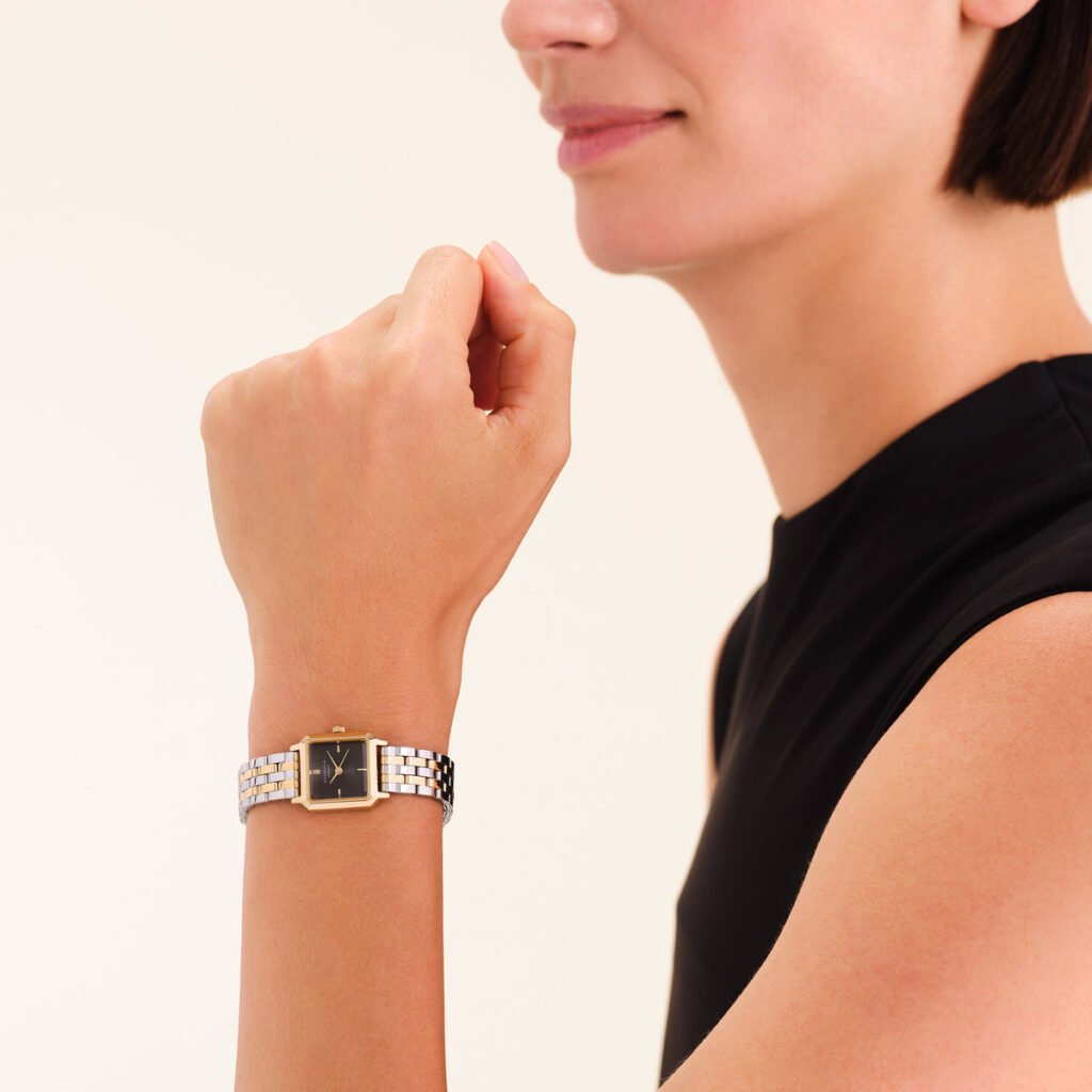 Rosefield Boxelle Black Duotone horloge – bicolor / goudkleurig / zwart – productfoto 2