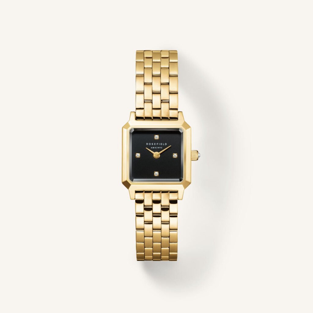 Rosefield Boxelle Black Crystals horloge – goudkleurig / zwart – productfoto 1