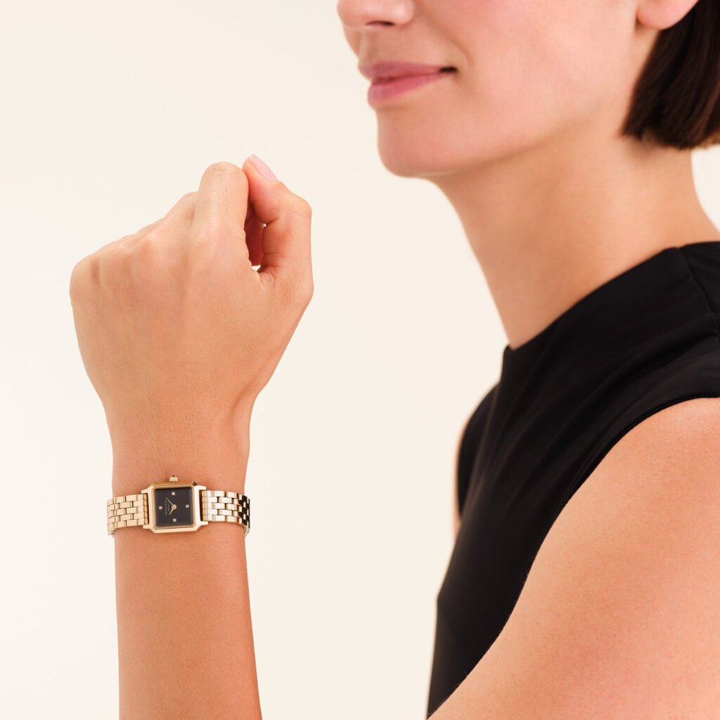 Rosefield Boxelle Black Crystals horloge – goudkleurig / zwart – productfoto 2