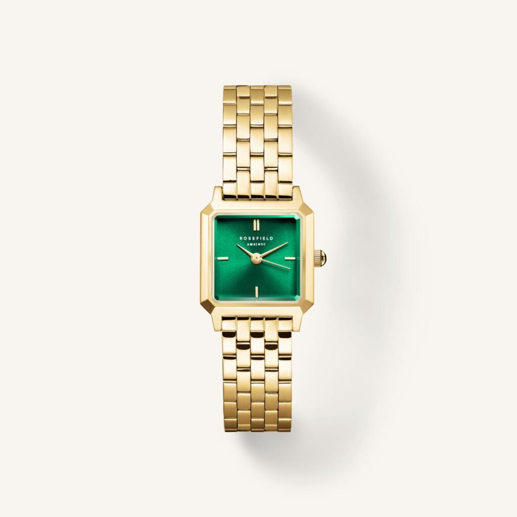 Rosefield Boxelle Emerald horloge – goudkleurig / groen – productfoto 1