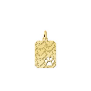 Gouden bedel met pootje en naamgravure GNDGP044