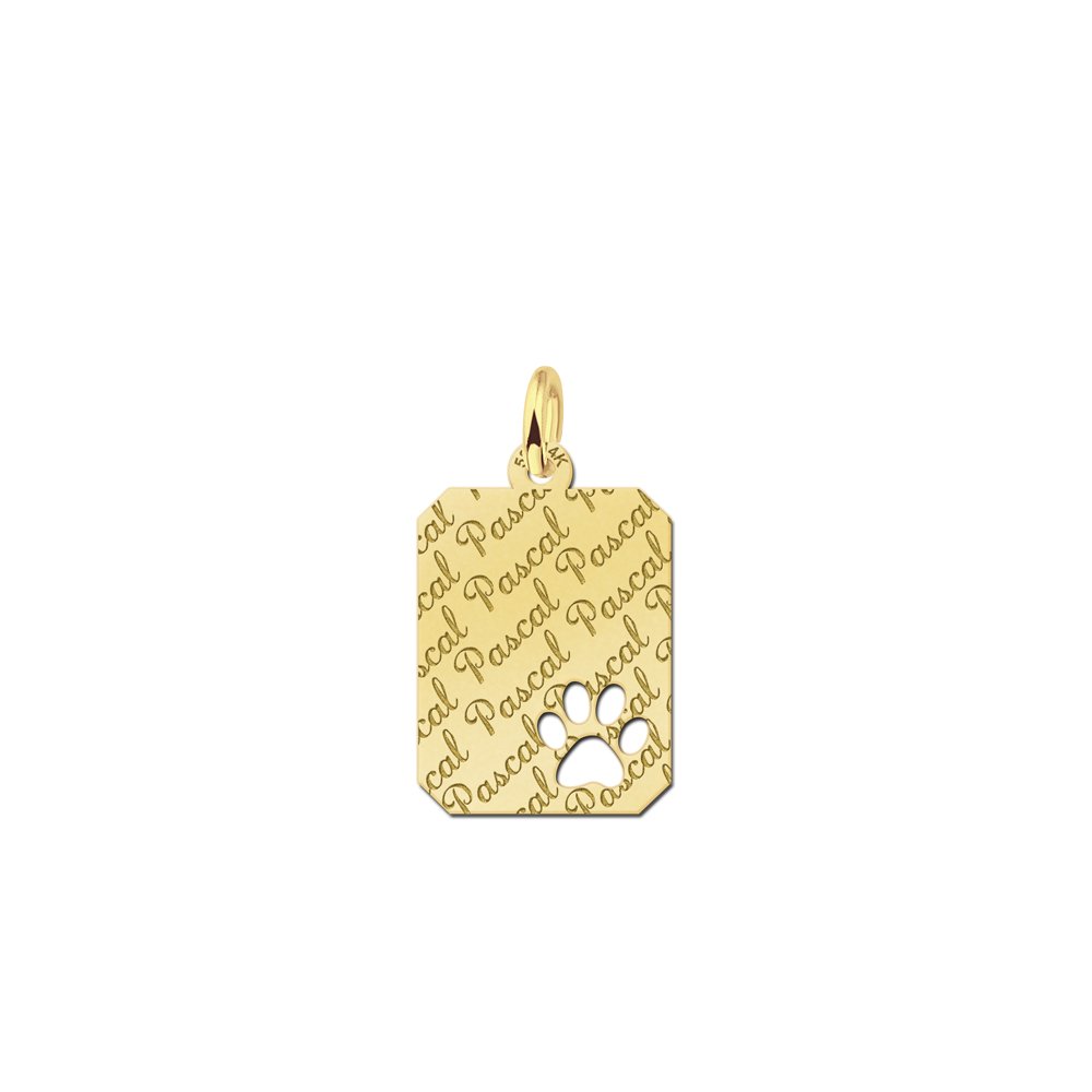 Gouden bedel met pootje en naamgravure GNDGP044