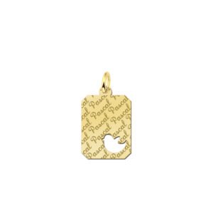 Gouden bedel met vogel en naamgravure GNDGP045