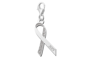 Bedel voor Pink Ribbon met bloemen en gravure — afbeelding 1