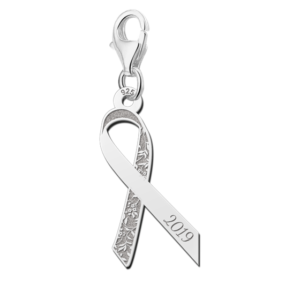Bedel voor Pink Ribbon met bloemen en gravure — afbeelding 1