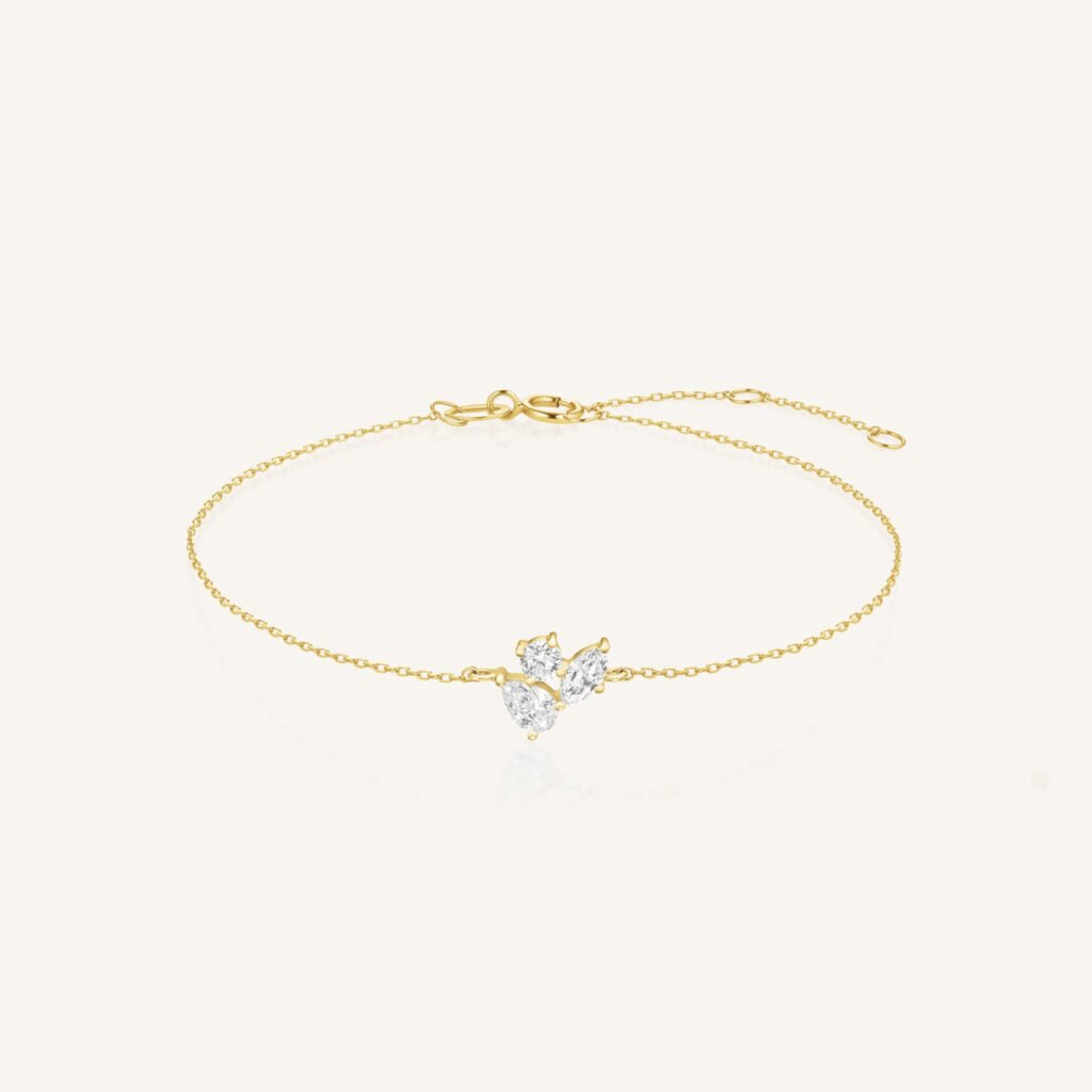 Rosefield Bloom armband – 14 karaat goud met labdiamanten – productfoto 1