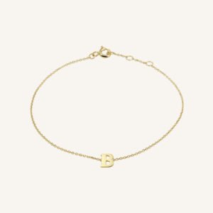 Rosefield Initial armband B – 14 karaat goud – productfoto 1