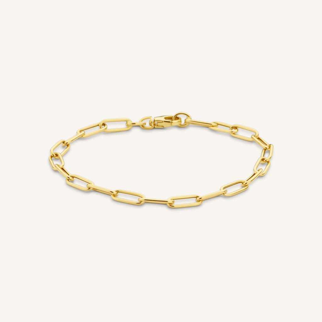 Rosefield Paperclip armband – 14 karaat goud – productfoto 1