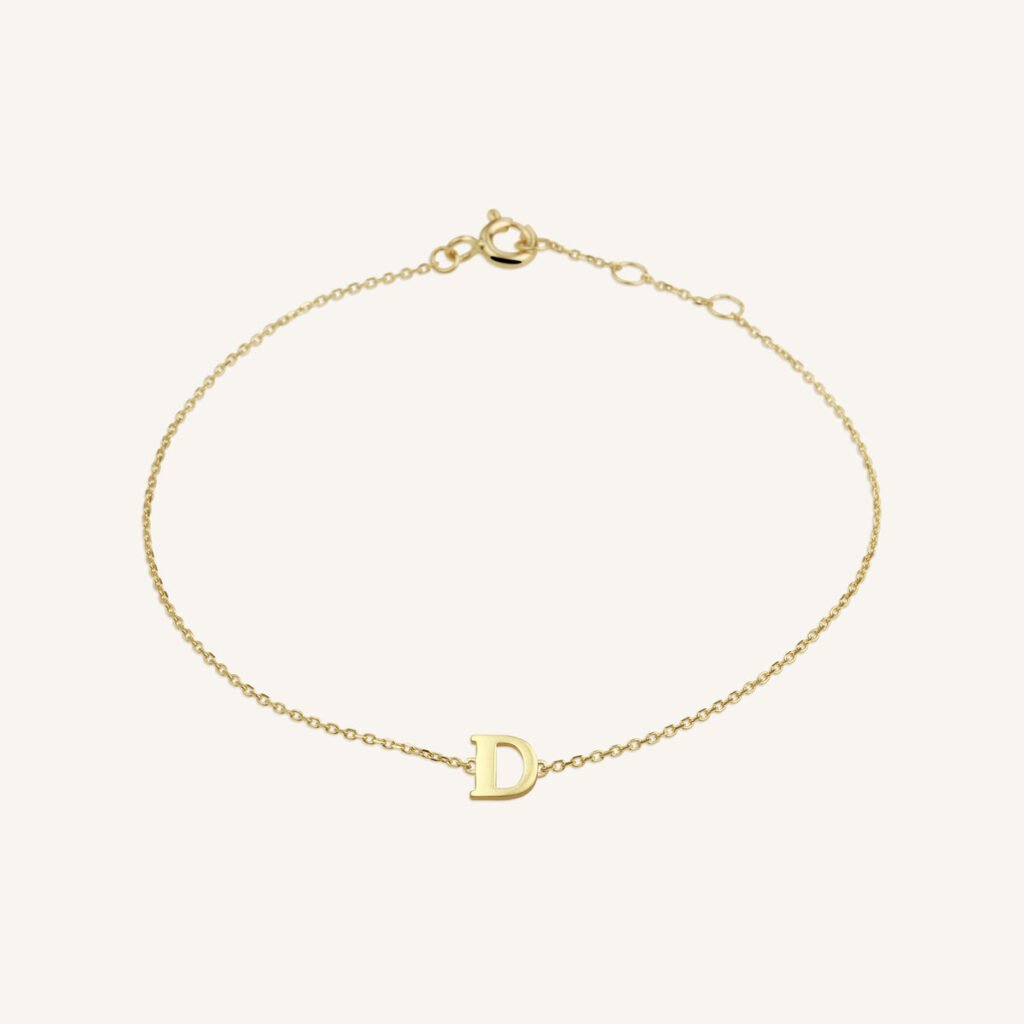 Rosefield Initial armband D – 14 karaat goud – productfoto 1