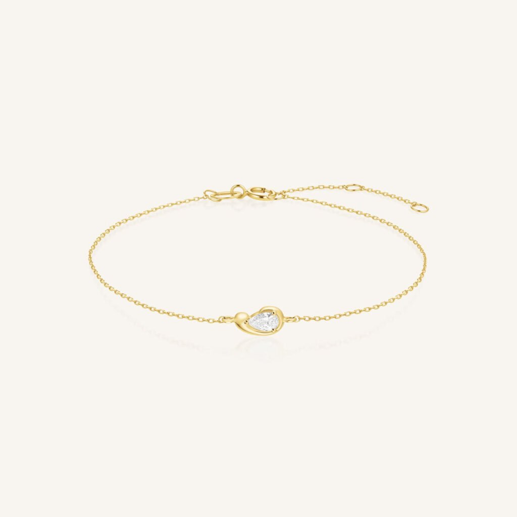 Rosefield Luna Pear armband – 14 karaat goud met labdiamanten – productfoto 1