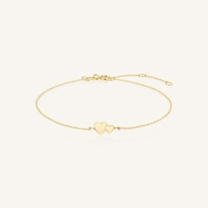 Rosefield Duo Heart armband – 14 karaat goud – productfoto 1