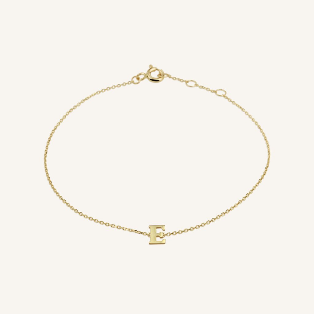 Rosefield Initial armband E – 14 karaat goud – productfoto 1