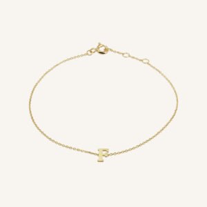 Rosefield Initial armband F – 14 karaat goud – productfoto 1