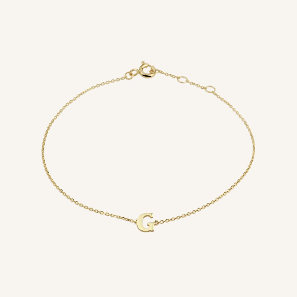 Rosefield Initial armband G – 14 karaat goud – productfoto 1